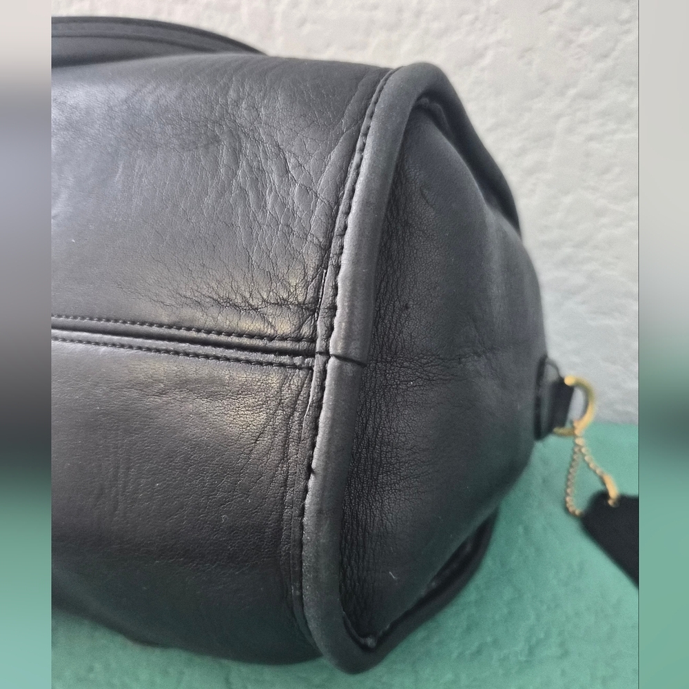 Vintage 80s Coach Madison Leather Satchel Crossbody Bag Black + Dust Bag - Picture 15 of 16